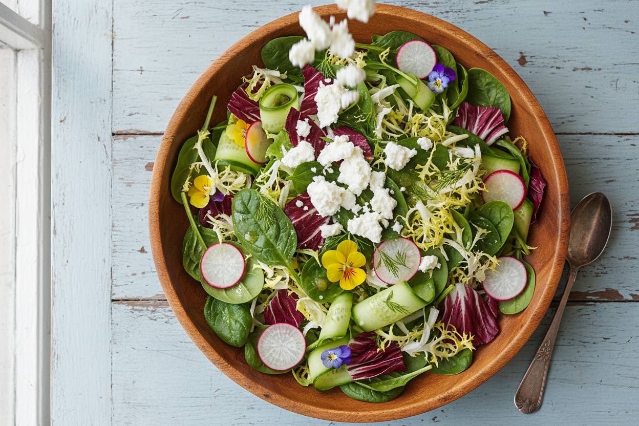 Delightful Spring Salad with Goat Cheese and Veggies preparation step 2