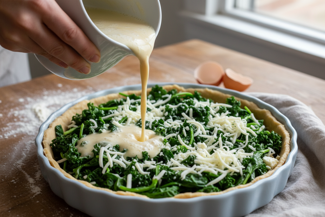 Easy Cheesy Spinach Quiche Recipe preparation step 1