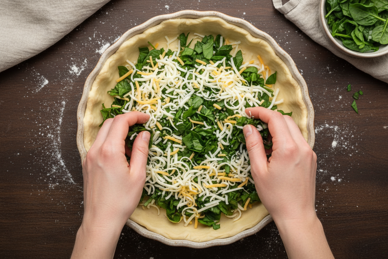 Easy Cheesy Spinach Quiche Recipe preparation step 2