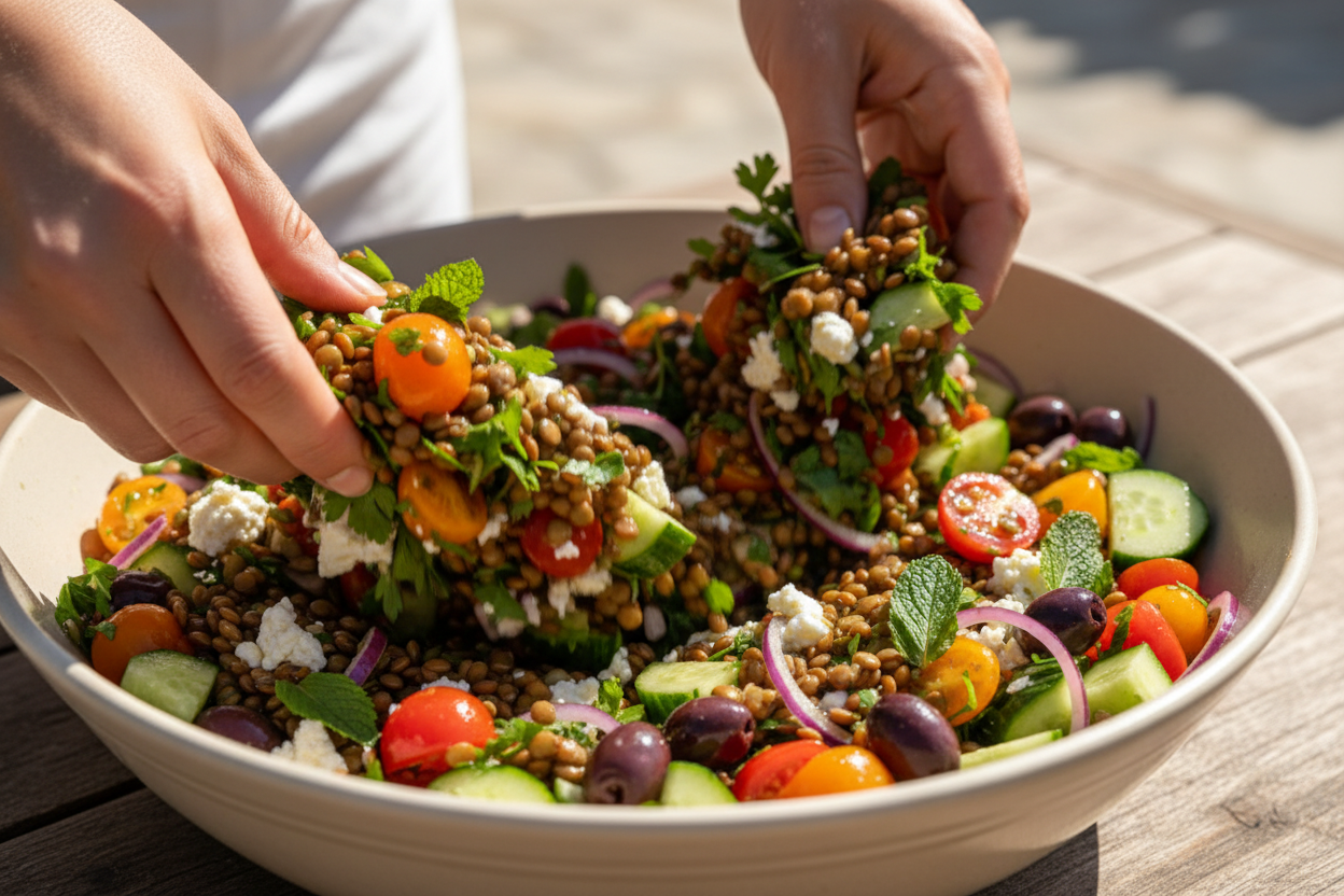 Easy Mediterranean Lentil Salad preparation step 1
