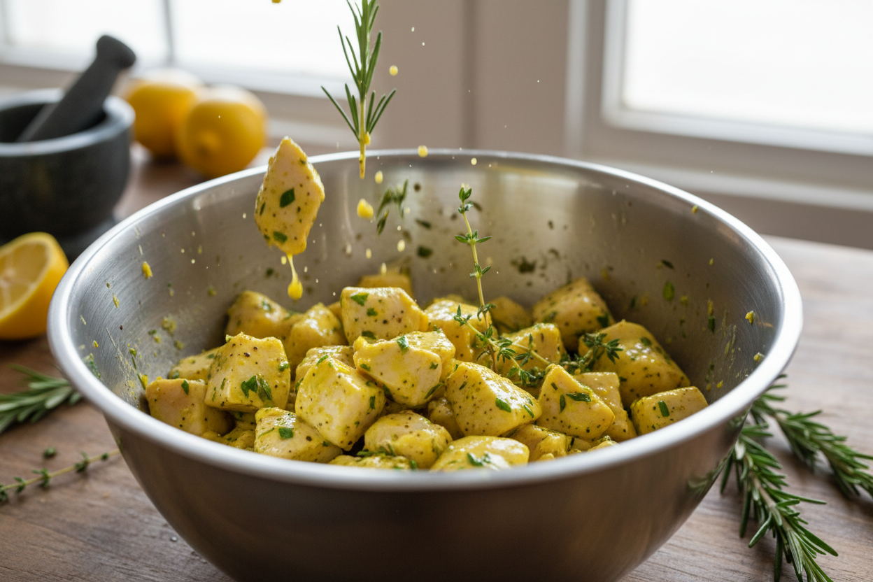 Flavorful Lemon Herb Chicken Skewers preparation step 1