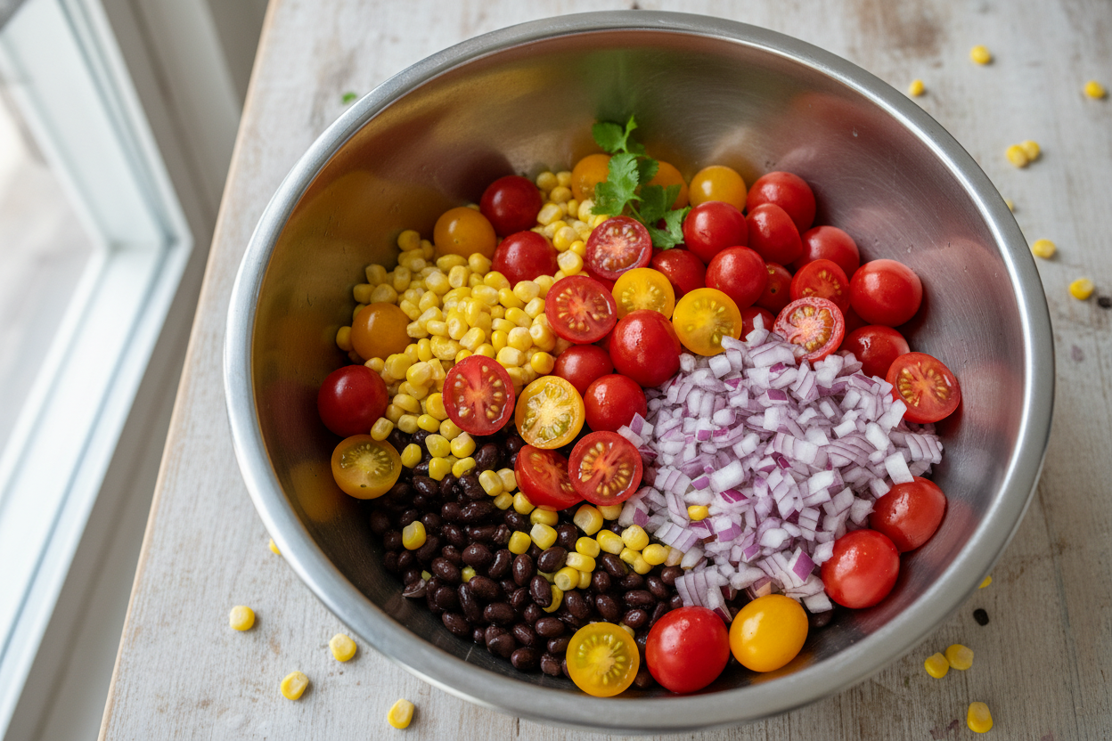 Fresh Black Bean and Corn Salsa Recipe preparation step 2