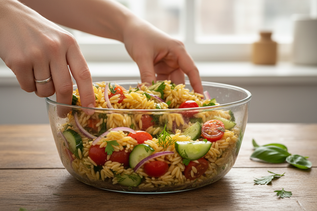 Fresh Zesty Mediterranean Orzo Salad preparation step 1