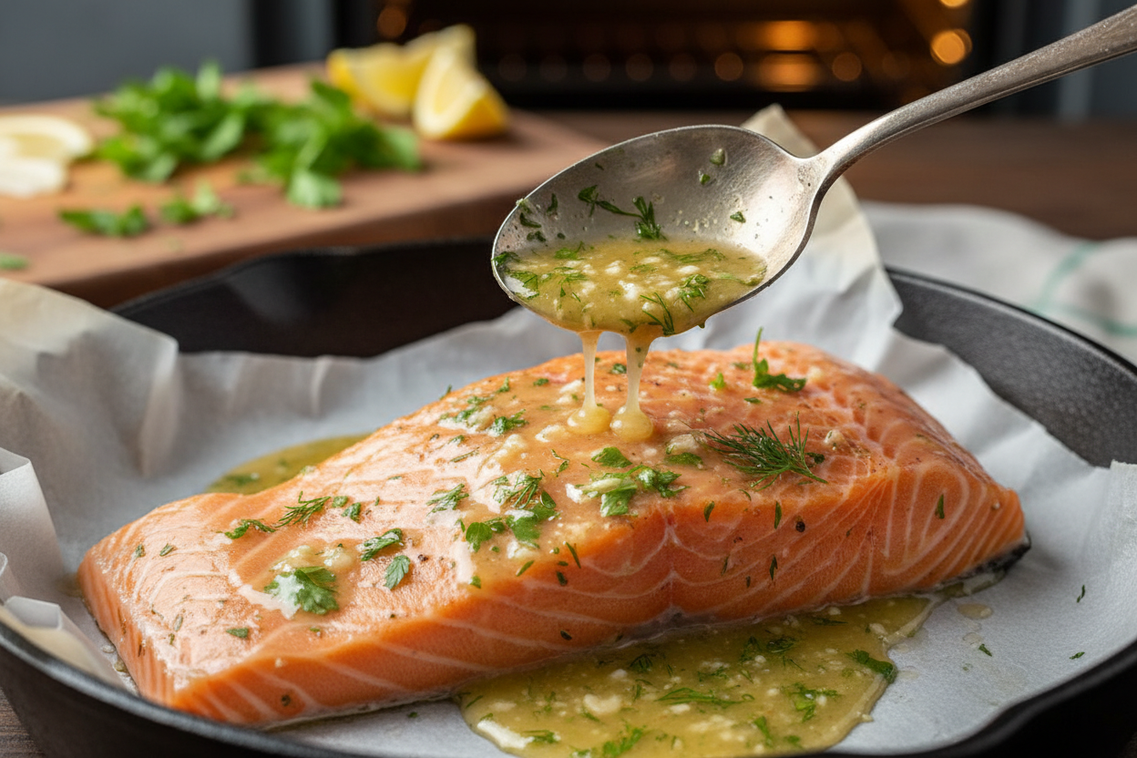 Garlic Butter Salmon Recipe – Easy Oven Baked Salmon for a Quick Dinner preparation step 2