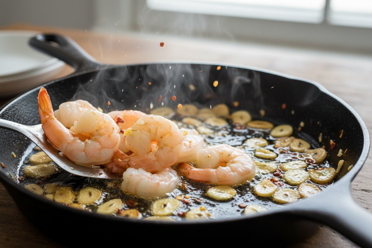 Garlic Butter Shrimp Scampi Pasta preparation step 1