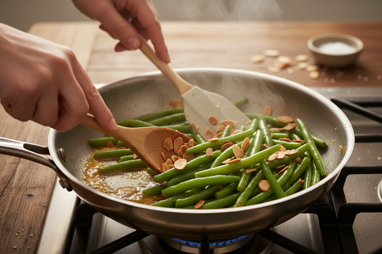 Green Bean Almondine preparation step 1