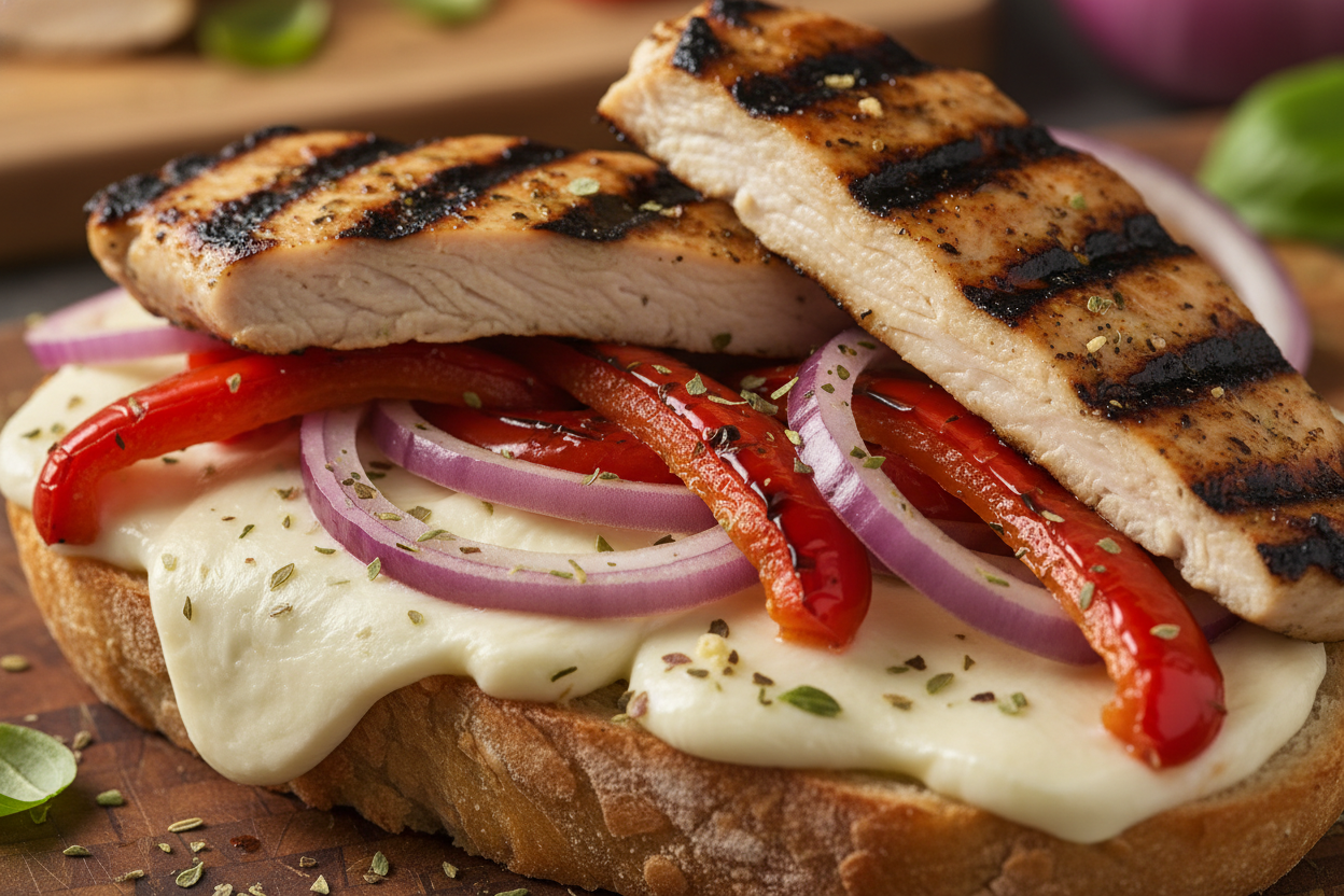 Grilled Chicken Pesto Panini With Mozzarella preparation step 2