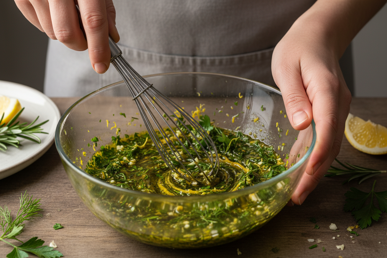 Grilled Cod with Lemon-Herb Marinade preparation step 1