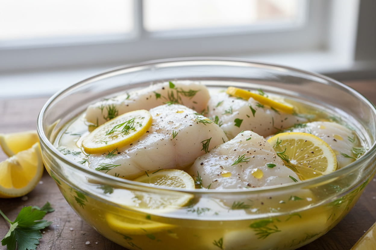 Grilled Cod with Lemon-Herb Marinade preparation step 2