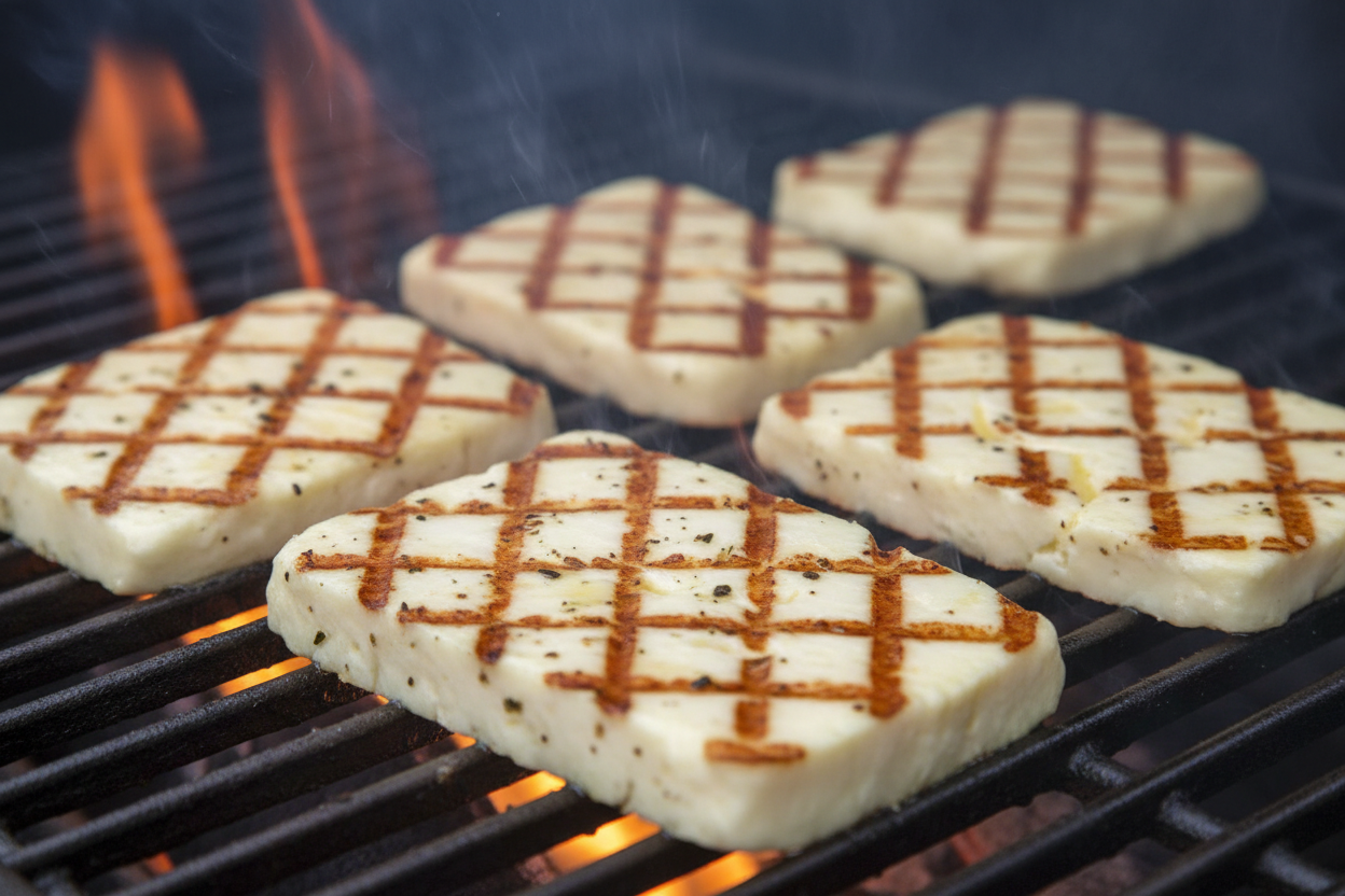 Grilled Halloumi Salad with Peaches preparation step 1