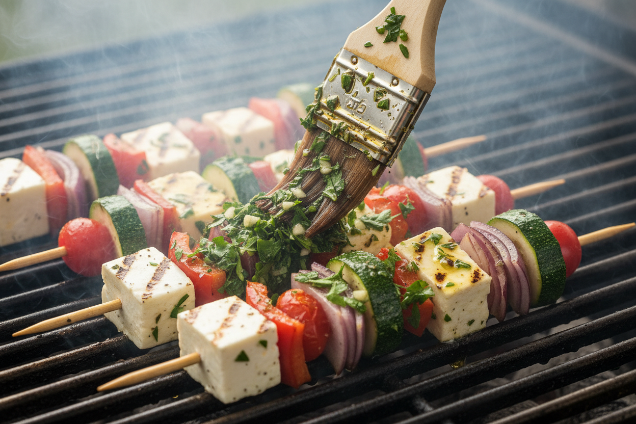 Grilled Halloumi & Veggie Skewers preparation step 2