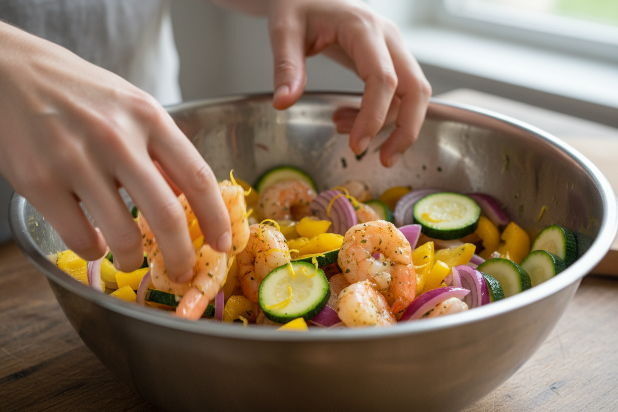 Grilled Lemon Herb Shrimp Skewers preparation step 1