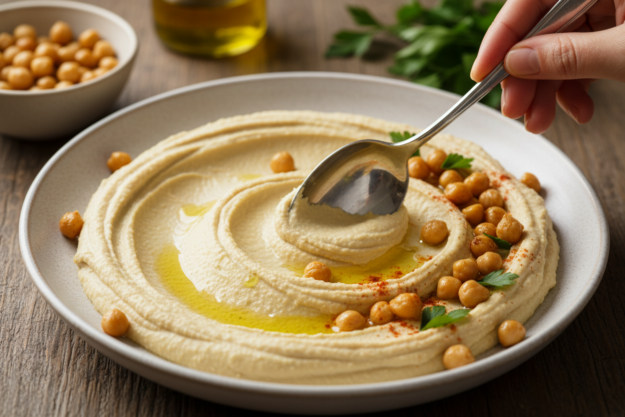 Hummus & Pita Plate preparation step 1