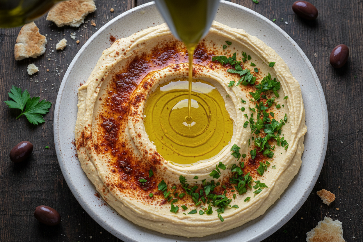 Hummus & Pita Plate preparation step 2