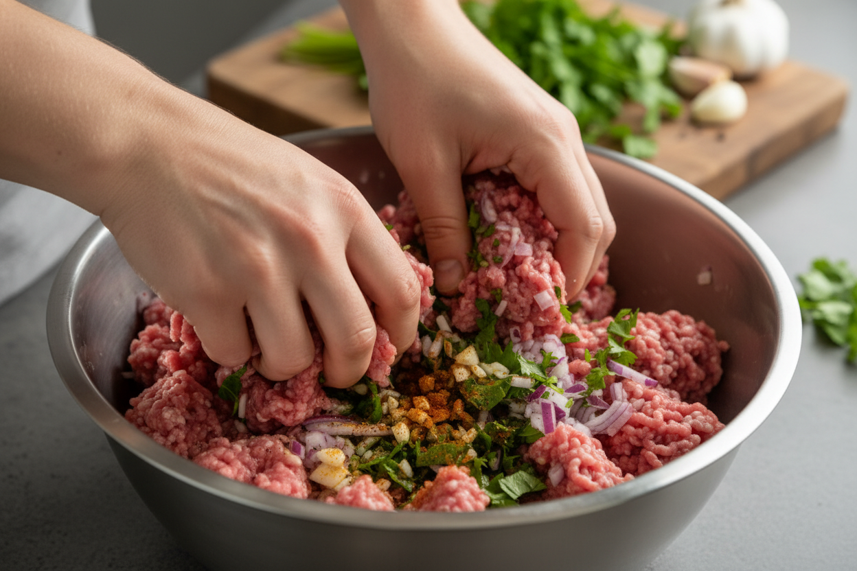 Lamb Kofta Recipe Grilled Spiced preparation step 1