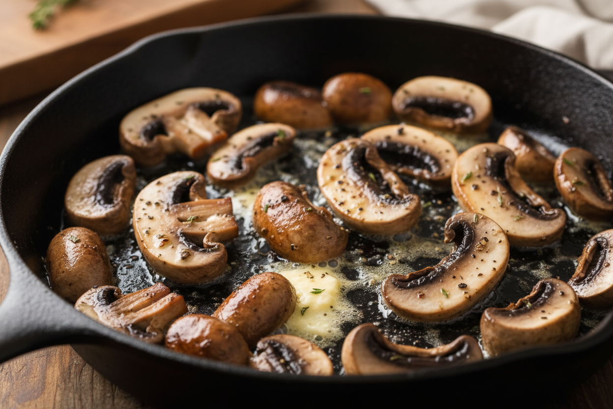 Mushroom Cream Sauce Pasta with Garlic and Parmesan preparation step 1