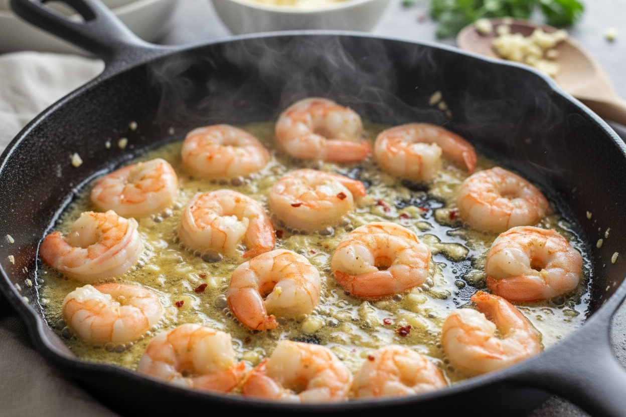 One-Pan Lemon Garlic Shrimp Pasta preparation step 1