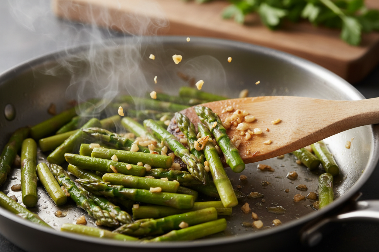 Pan Roasted Asparagus With Lemon And Garlic preparation step 2