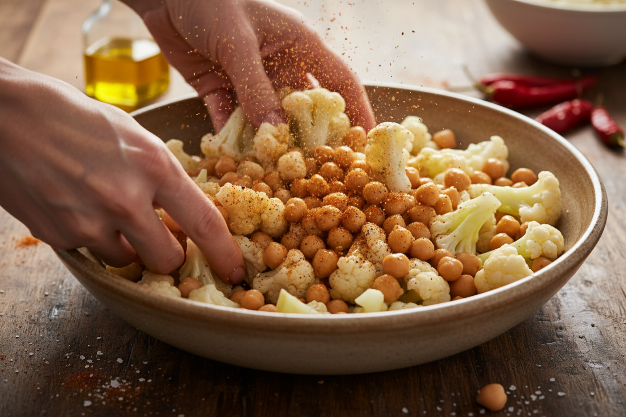 Roasted Cauliflower with Creamy Tahini Sauce preparation step 1