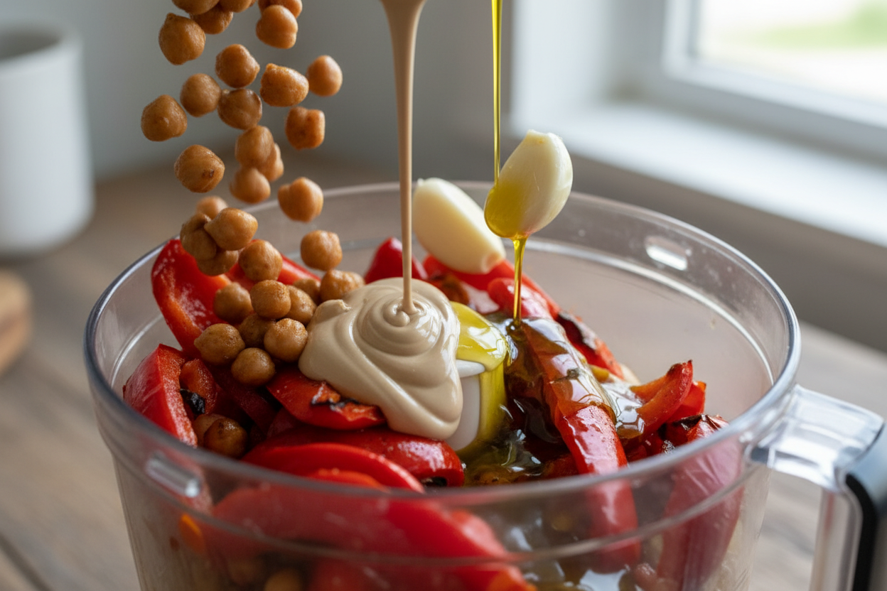Roasted Red Pepper Hummus Recipe preparation step 1