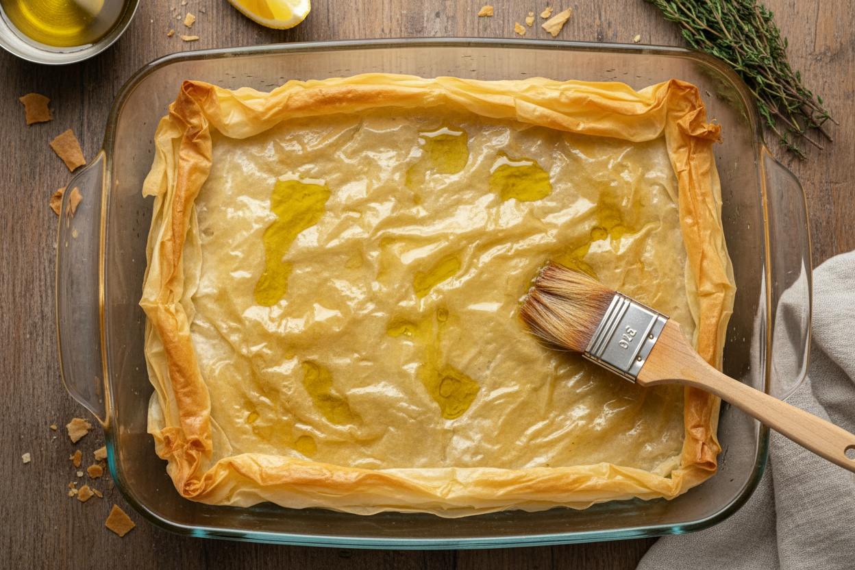 Spanakopita Greek-Style Spinach Feta Phyllo Pie preparation step 2