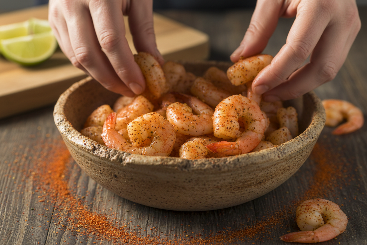 Spicy Shrimp Tacos with Avocado Dressing preparation step 1