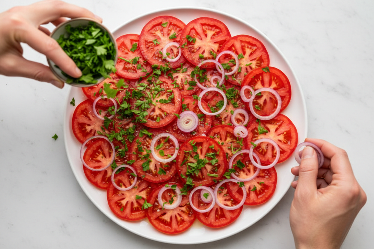 Tomato and Onion Salad preparation step 2