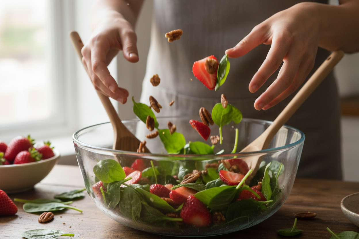 Vibrant Strawberry Spinach Salad preparation step 1