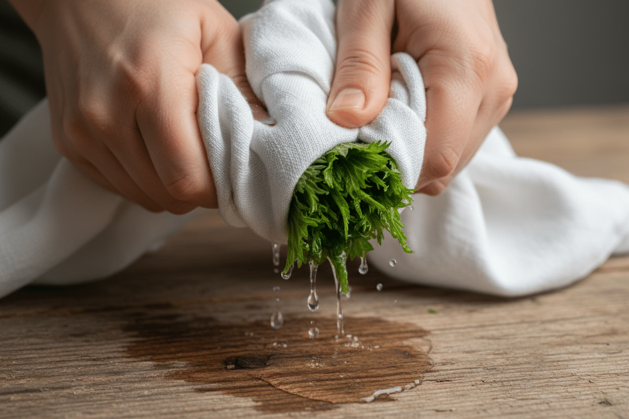 Wild Garlic and Nettle Pesto preparation step 1