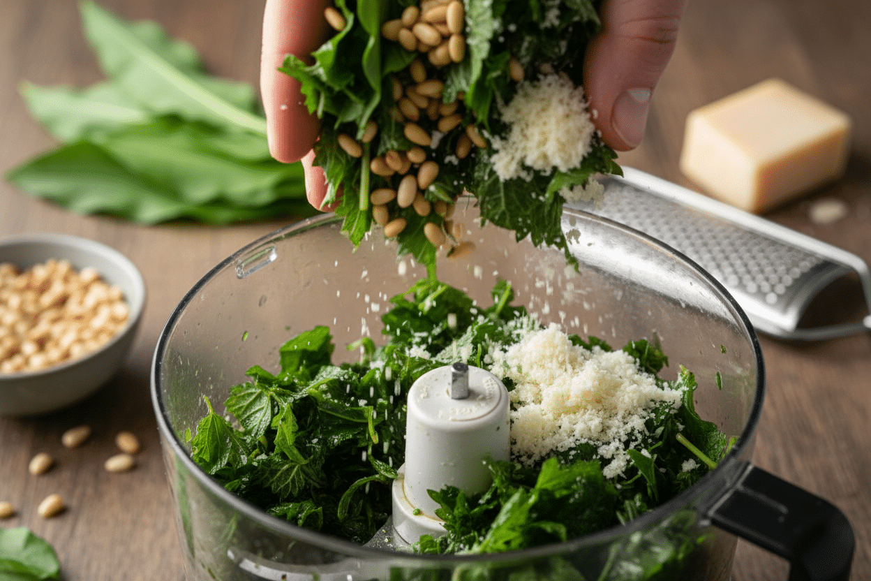 Wild Garlic and Nettle Pesto preparation step 2