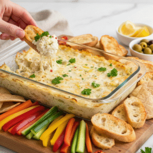 Hot Baked Artichoke Dip Recipe (Easy & Creamy)