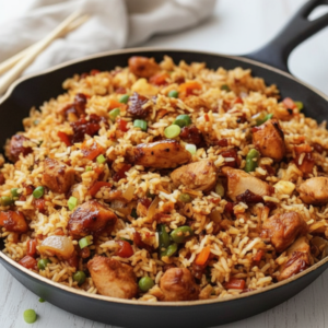 Easy BBQ Chicken Rice Recipe with Crispy Beef