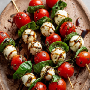 Easy Caprese Skewers Recipe with Balsamic Glaze