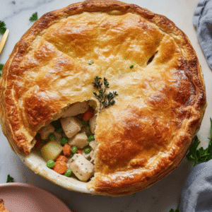 Easy Chicken Pot Pie Recipe with Puff Pastry