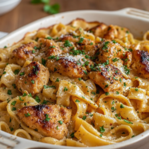 Creamy Cowboy Butter Chicken Pasta Bake