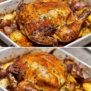 Easy Whole Roasted Chicken with Potatoes