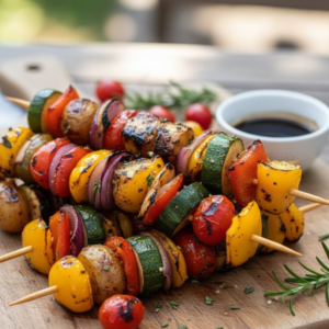 Easy Grilled Veggie Skewers with Beef & Balsamic
