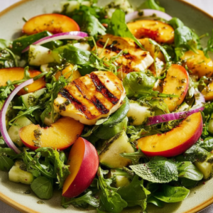 Grilled Halloumi Peach Salad (Easy Summer Side Dish)