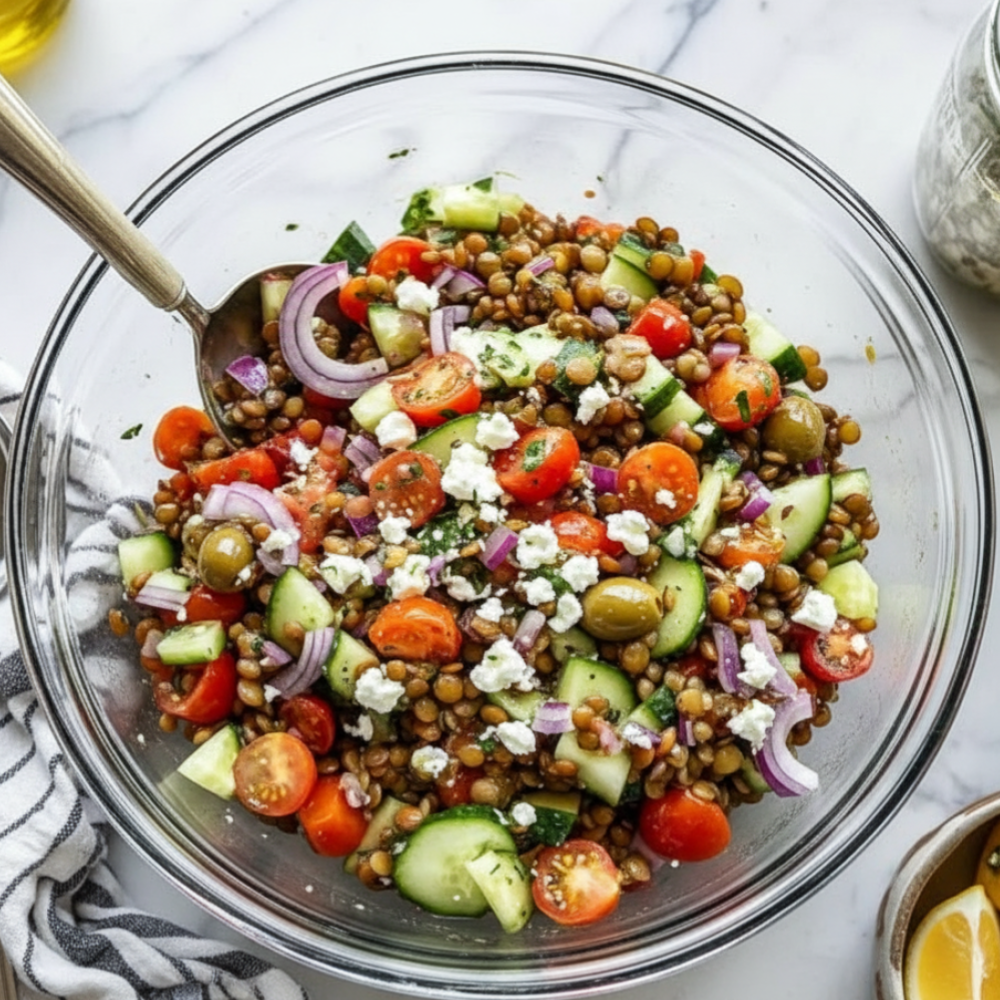 Mediterranean Lentil Salad (Easy Meal Prep) | Healthy Recipe