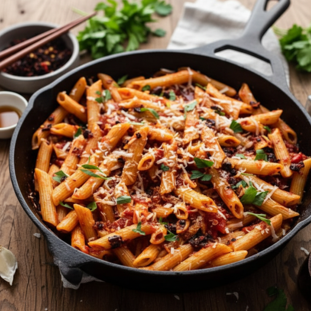 Spicy Penne Arrabbiata Recipe with Beef
