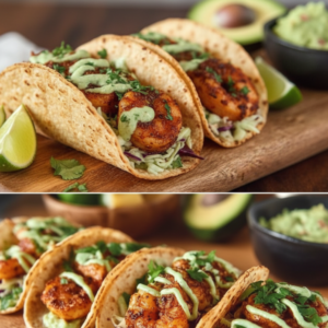 Spicy Shrimp Tacos with Avocado Crema (Easy Recipe)