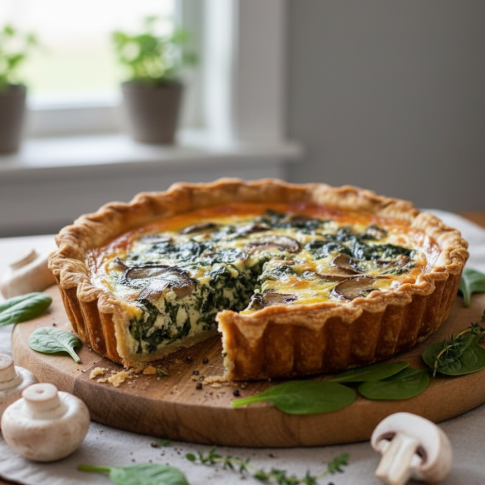 Easy Spinach Mushroom Quiche Recipe (Savory Brunch)