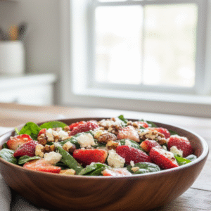 Vibrant Strawberry Spinach Salad Recipe with Feta & Pecans