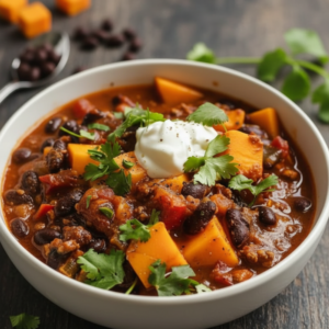Sweet Potato Black Bean Chili Recipe with Beef