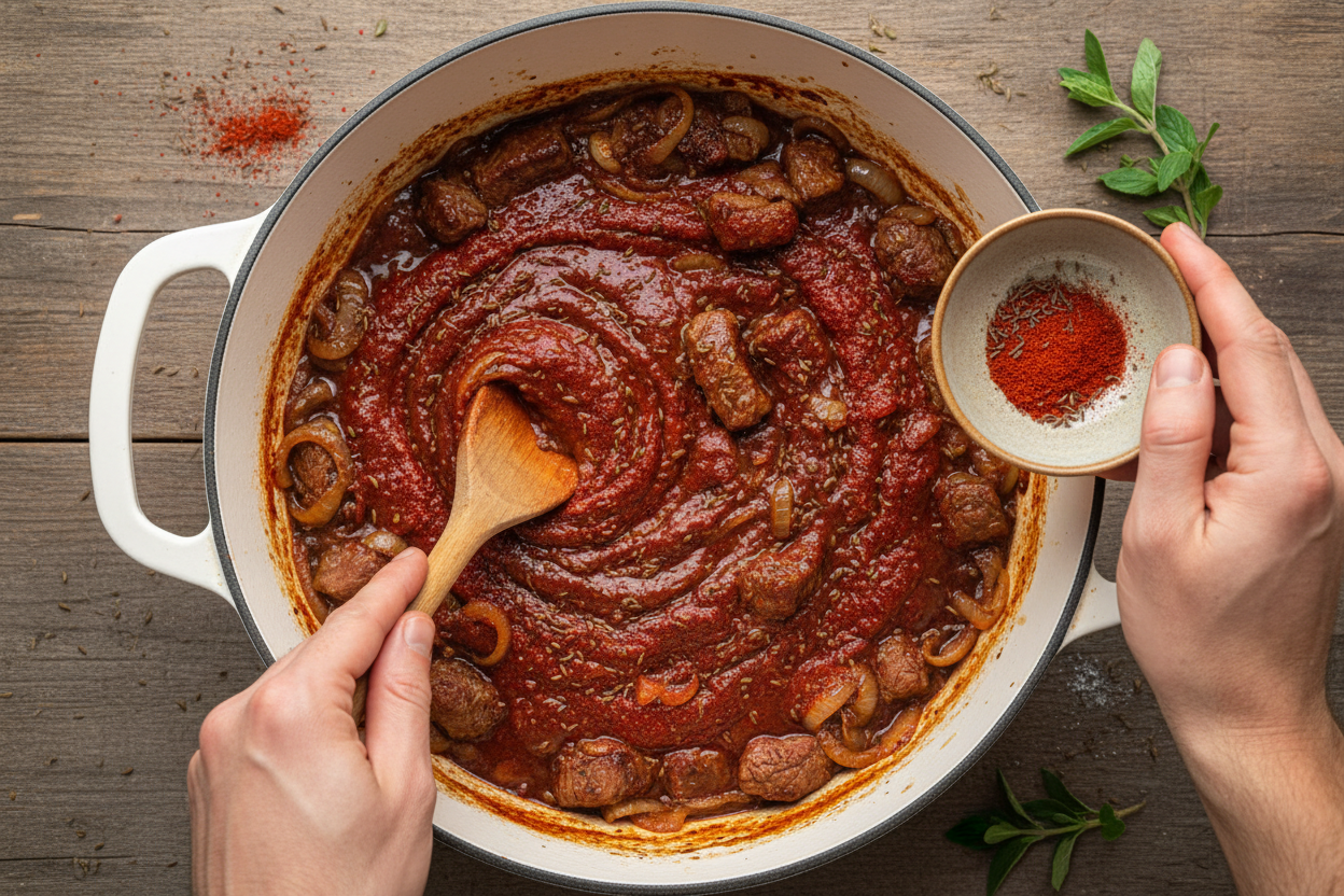 Authentic Hungarian Goulash preparation step 2