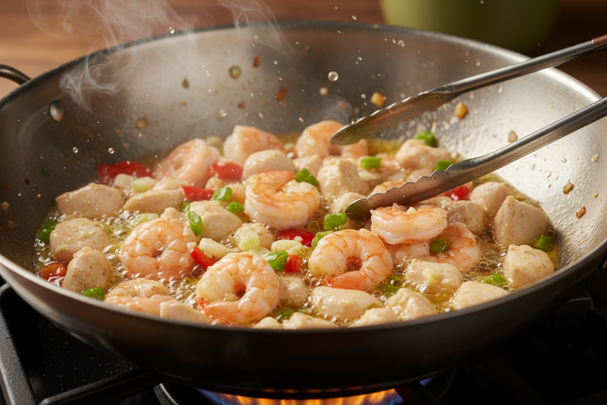 Authentic Shrimp and Chicken Fried Rice preparation step 1