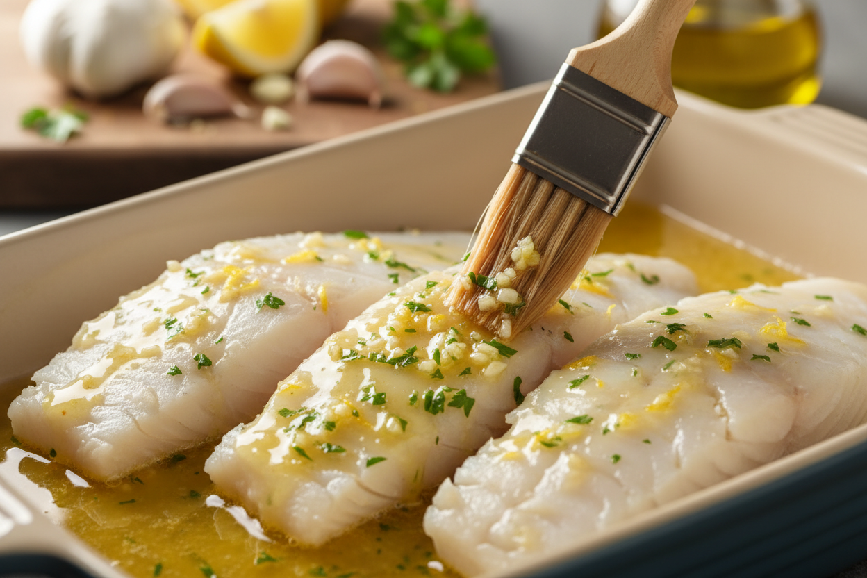 Baked Cod with Garlic and Lemon preparation step 2