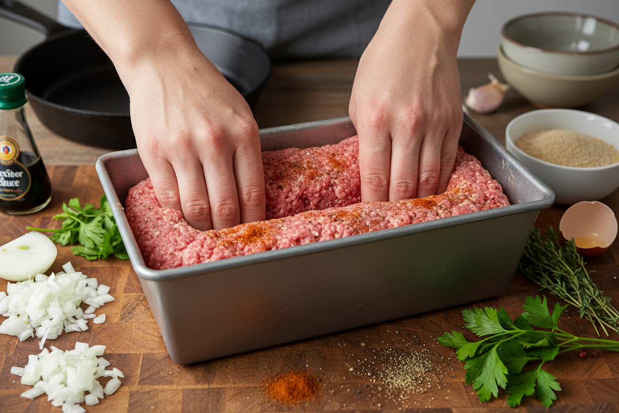 Cheese-Stuffed Meatloaf preparation step 1