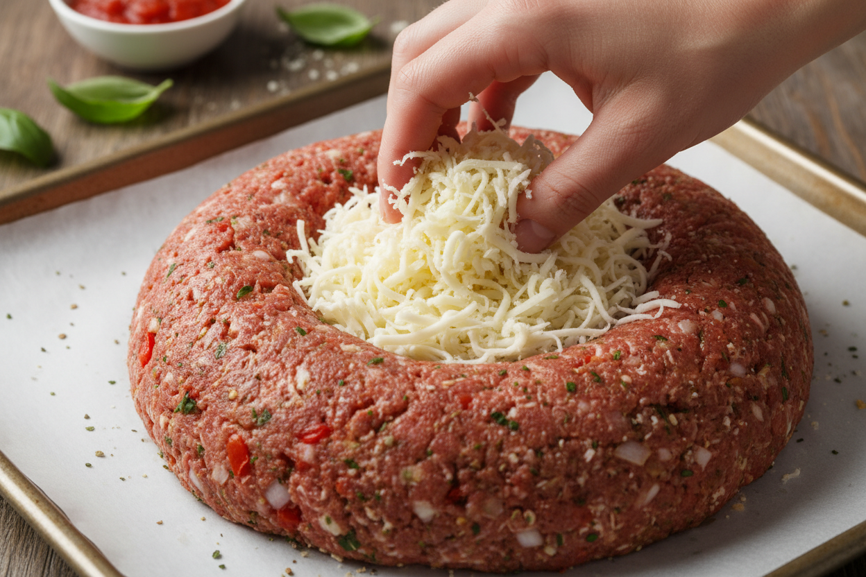 Cheese-Stuffed Meatloaf preparation step 2