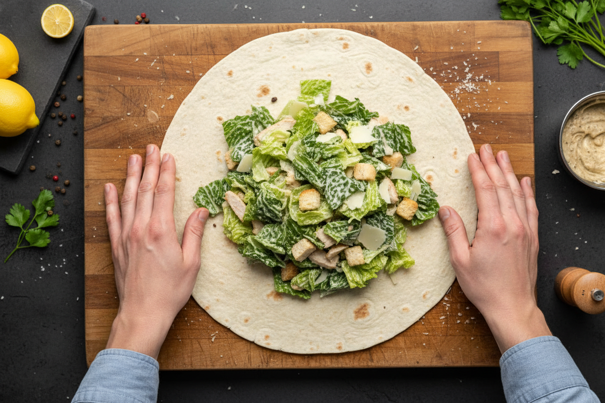Chicken Caesar Wrap preparation step 2